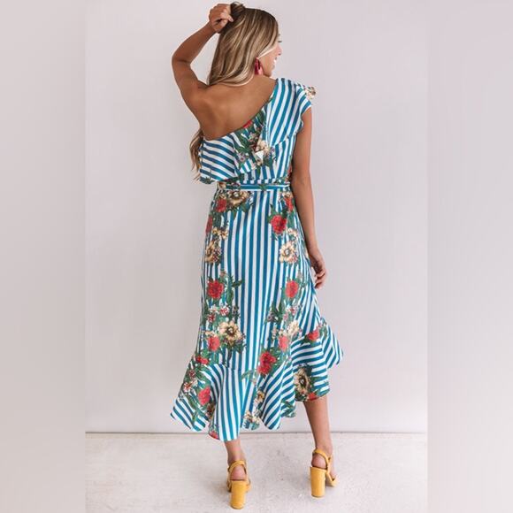 Flying Tomato High Low Floral Striped Dress - Picture 4 of 11